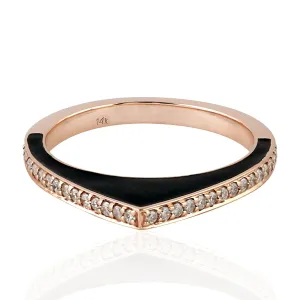 14k Rose Gold Pave Natural Diamond Geometric Enamel Ring Gift