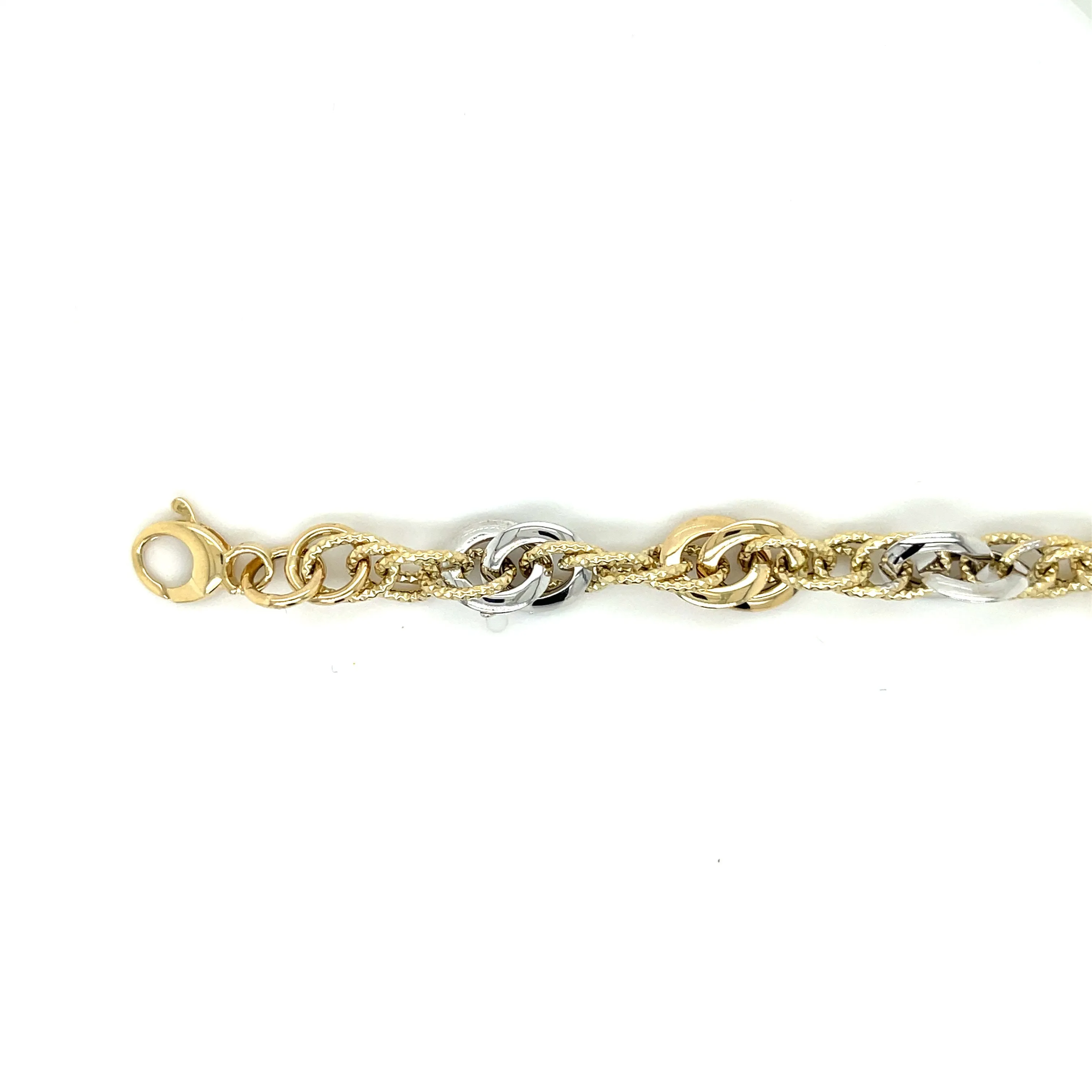 14K Two-Tone Gold Interlocking Oval Link Bracelet