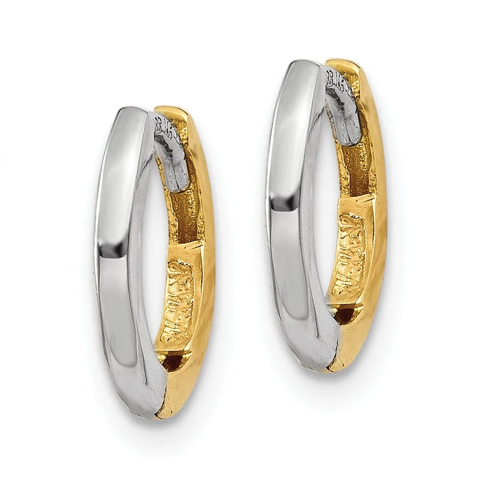 14k Two-tone Polished Mini Hoop Earrings