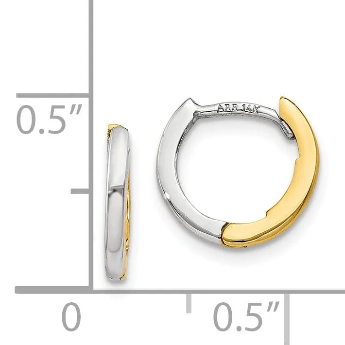 14k Two-tone Polished Mini Hoop Earrings