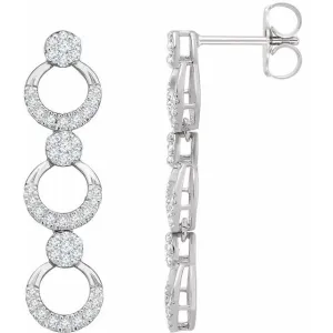 14K White 1/2 CTW Diamond Geometric Dangle Earrings