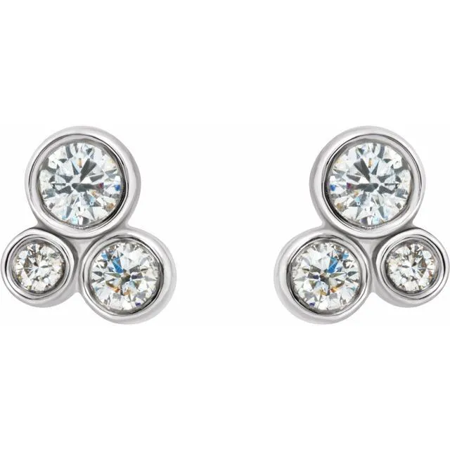 14K White 1/5 CTW Diamond Geometric Cluster Earrings