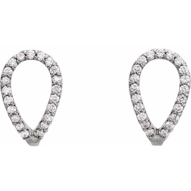 14K White 1/5 CTW Diamond Geometric J-Hoop Earrings