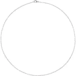 14K White 1.6 mm Knurled Figaro 7" Bracelet with Lobster Clasp