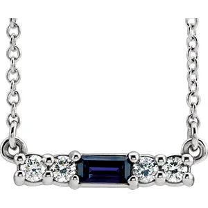 14K White Blue Sapphire & 1/5 CTW Diamond 18" Necklace