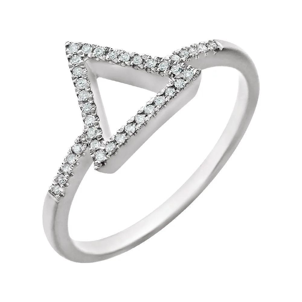 14k White Gold 1/10 CTW Diamond Geometric Ring, Size 7