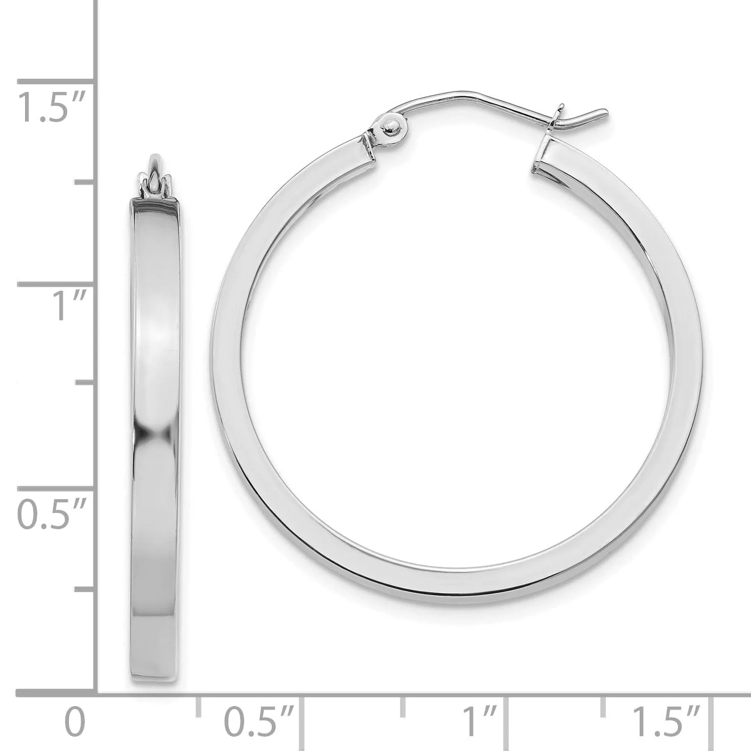 14k White Gold 2x3MM Rectangle Tube Hoop