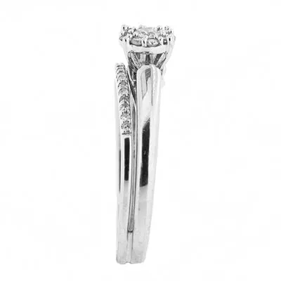 14K White Gold Halo Diamond Wedding Set