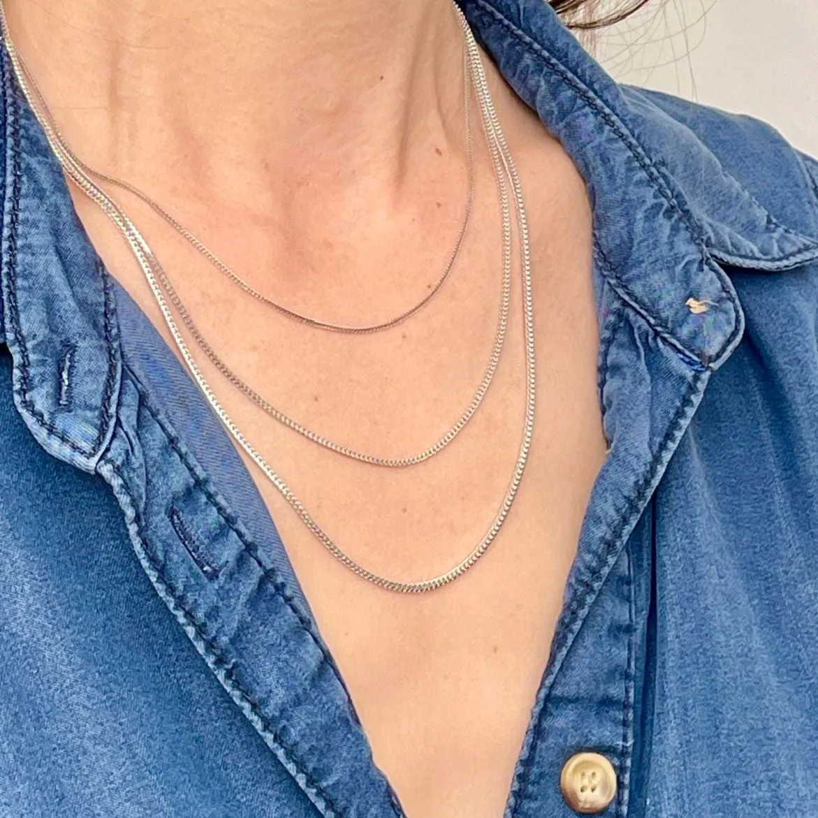 14K White Gold Thin Franco Necklace