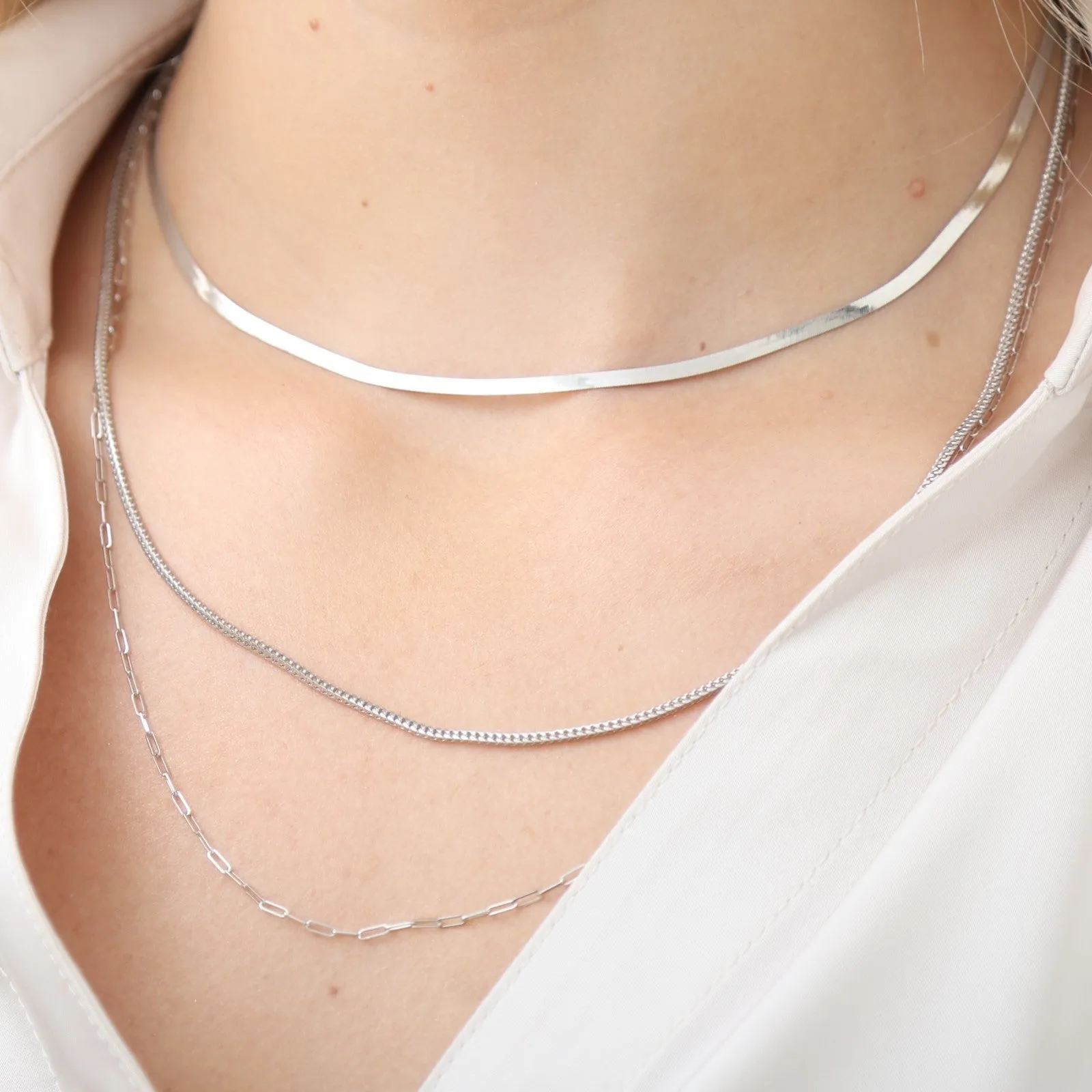 14K White Gold Thin Franco Necklace
