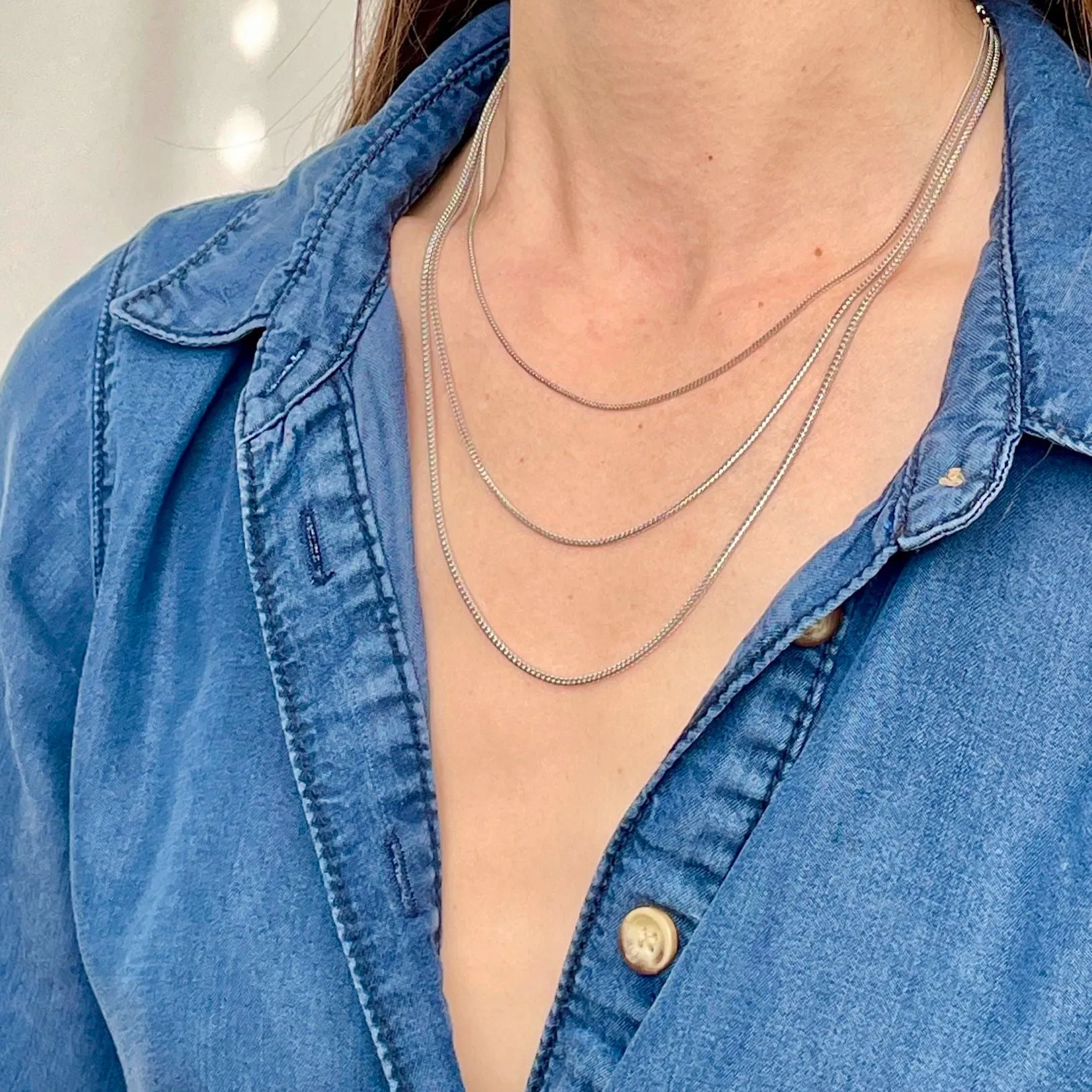 14K White Gold Thin Franco Necklace