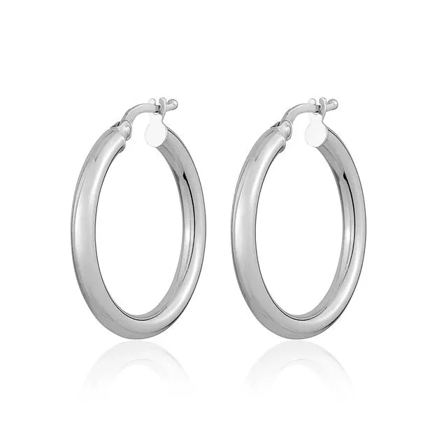14K WHITE ITALIAN GOLD 20MM HOOP EARRINGS