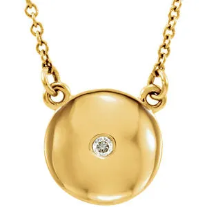 14K Yellow .02 CTW Diamond Domed 16.5" Necklace