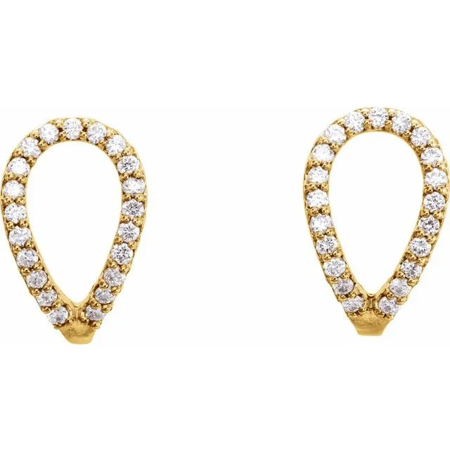 14K Yellow 1/5 CTW Diamond Geometric J-Hoop Earrings