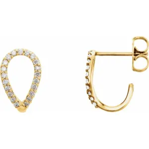 14K Yellow 1/5 CTW Diamond Geometric J-Hoop Earrings