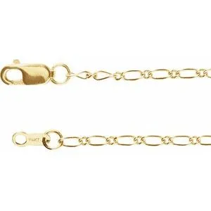 14K Yellow 1.5 mm Figaro 7" Chain