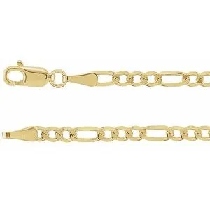 14K Yellow 3 mm Figaro 8" Chain