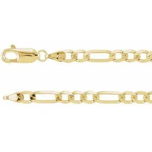 14K Yellow 4 mm Figaro 24" Chain
