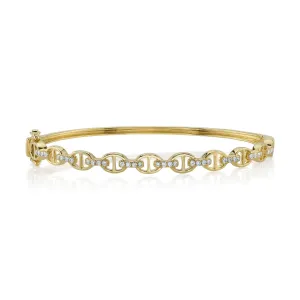 14K Yellow Gold 0.35 Carat Diamond Mariner Link Bangle