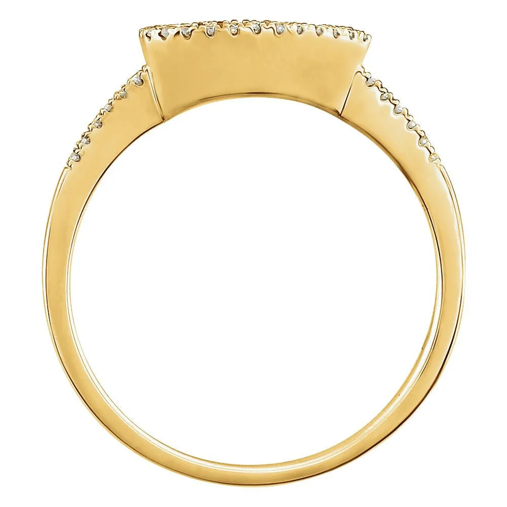 14k Yellow Gold 1/10 CTW Diamond Geometric Ring, Size 7