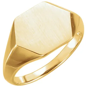 14k Yellow Gold 14mm Signet Ring, Size 11