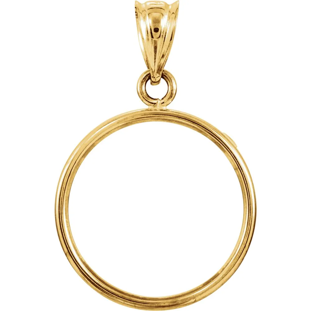 14k Yellow Gold 15.6x.86mm Tab Back Coin Frame Pendant for Mexican 2 1/2 Peso