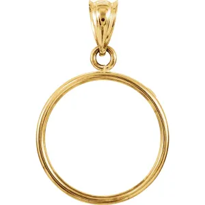 14k Yellow Gold 15.6x.86mm Tab Back Coin Frame Pendant for Mexican 2 1/2 Peso