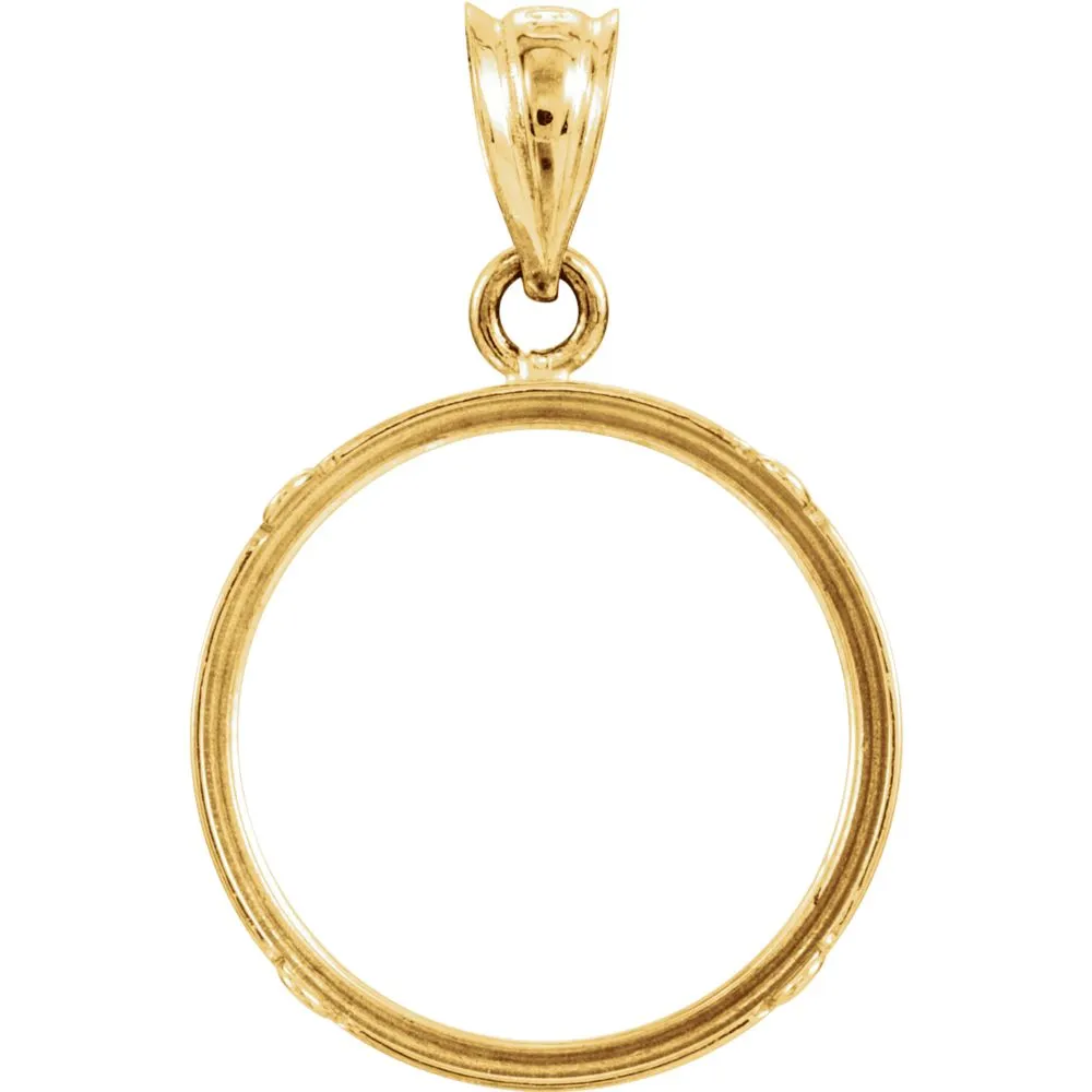 14k Yellow Gold 15.6x.86mm Tab Back Coin Frame Pendant for Mexican 2 1/2 Peso