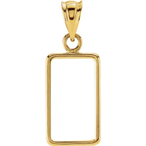 14k Yellow Gold 15x8.5x.65mm Tab Back Coin Frame Pendant for 1 Gram Credit Suisse