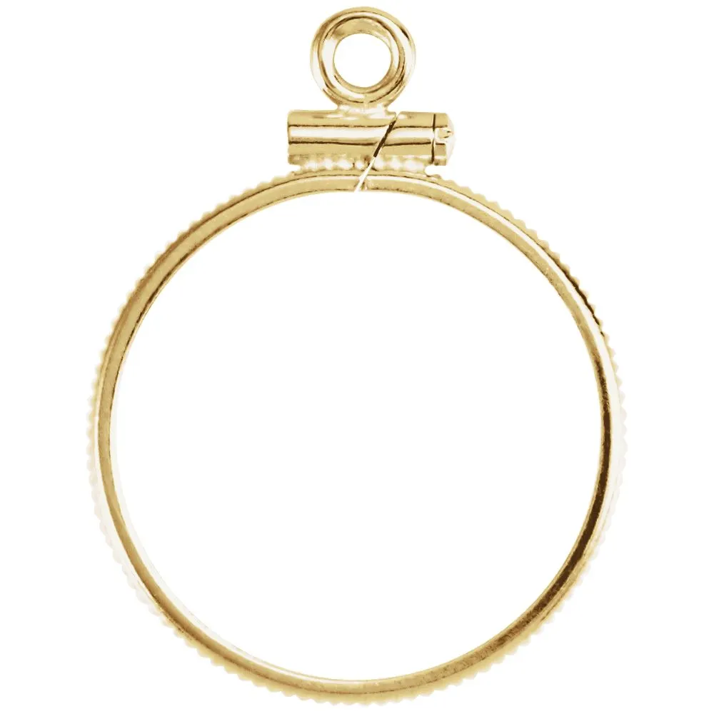 14k Yellow Gold 19x1.5mm Coin Edge Screw-Top Frame Mounting for U.S. 1 Cent Coin