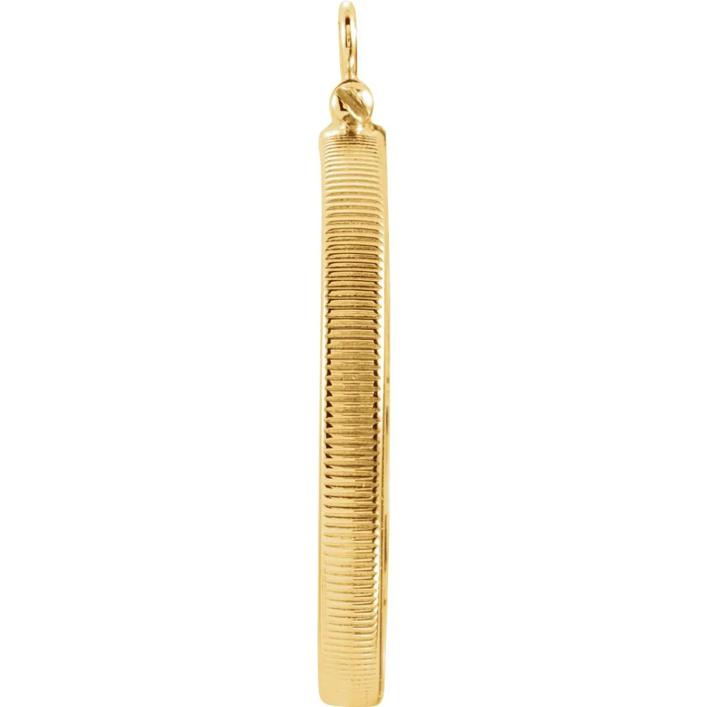 14k Yellow Gold 26.44x2.08mm Screw-Top Fancy Edge Coin Frame for Sacajawea