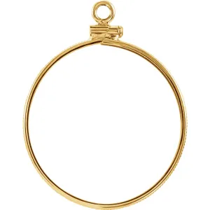 14k Yellow Gold 26.44x2.08mm Screw-Top Fancy Edge Coin Frame for Sacajawea