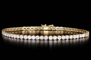 14K Yellow Gold 2.71 Carat Total Weight Round Brilliant Cut Diamond Tennis Bracelet