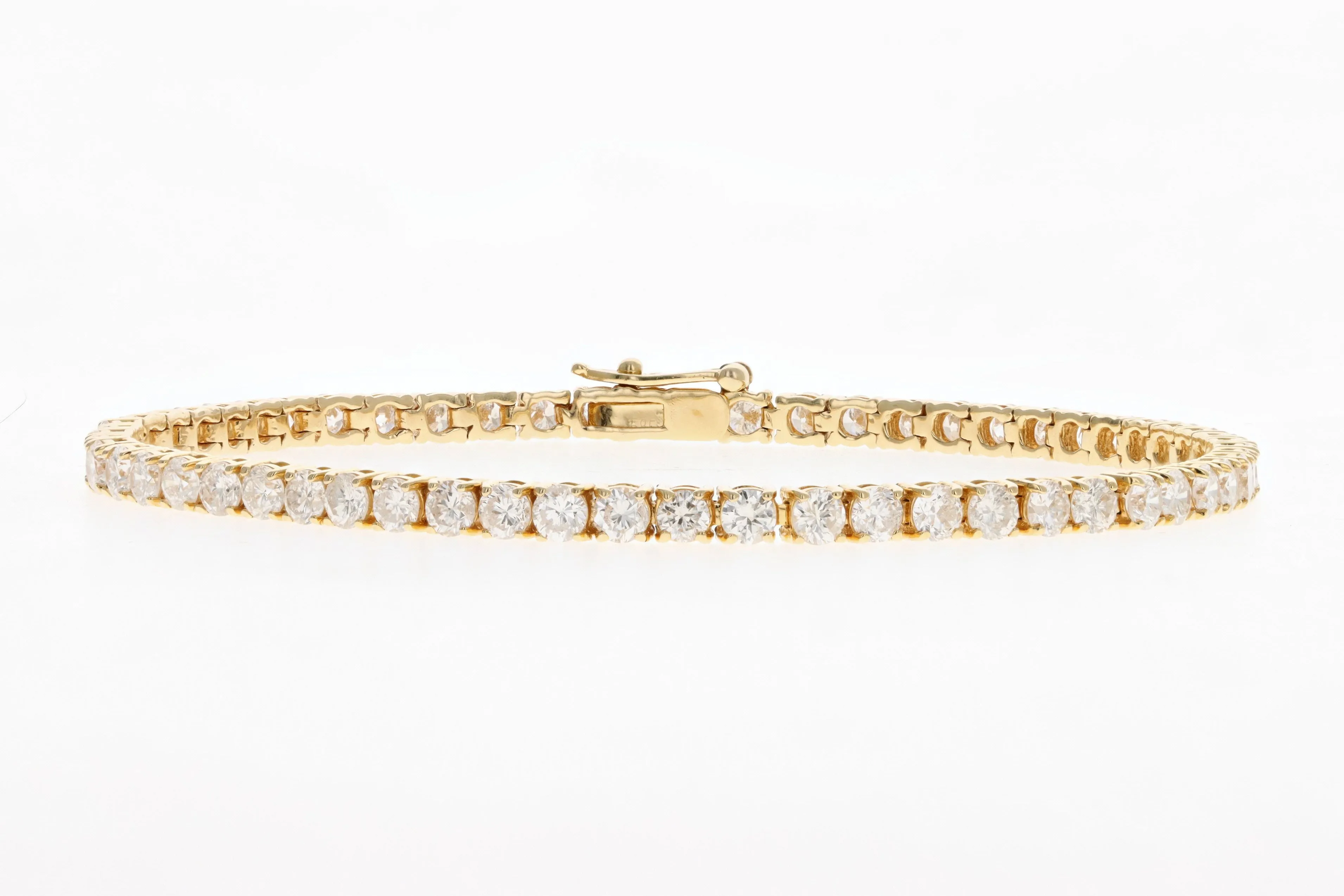 14K Yellow Gold 2.71 Carat Total Weight Round Brilliant Cut Diamond Tennis Bracelet