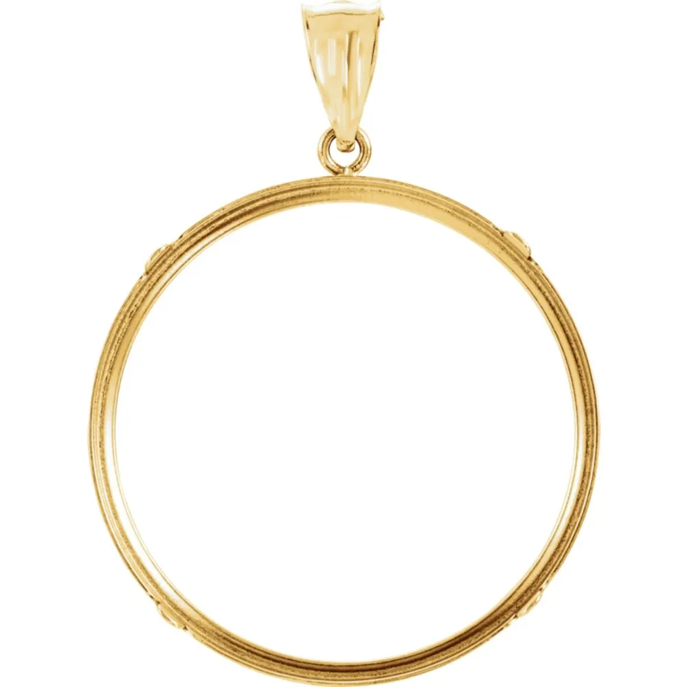 14k Yellow Gold 30x2.7mm Tab Back Coin Frame Pendant for Canadian 1 Ounce Maple Leaf