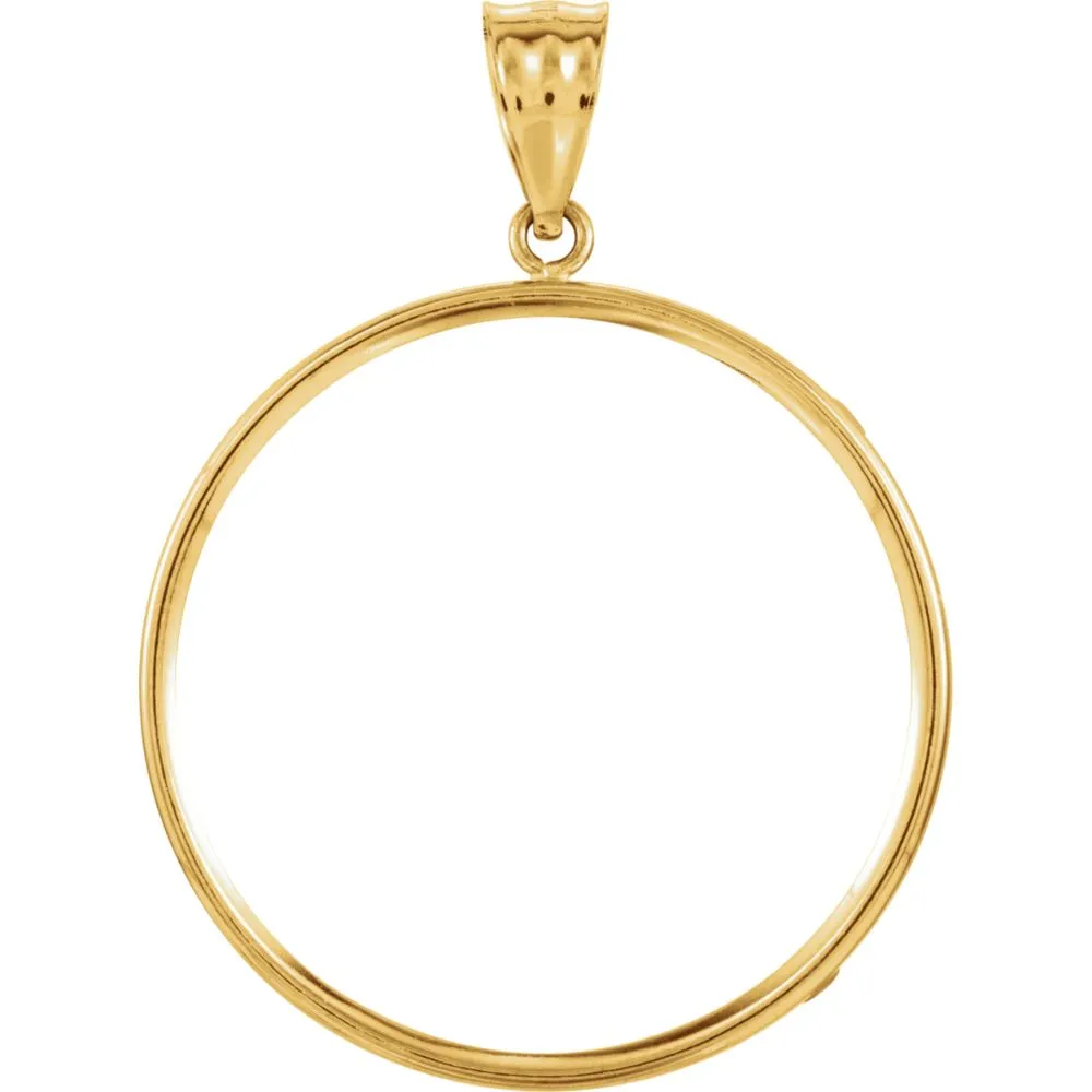 14k Yellow Gold 30x2.7mm Tab Back Coin Frame Pendant for Canadian 1 Ounce Maple Leaf