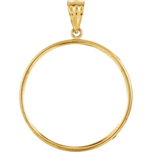 14k Yellow Gold 30x2.7mm Tab Back Coin Frame Pendant for Canadian 1 Ounce Maple Leaf