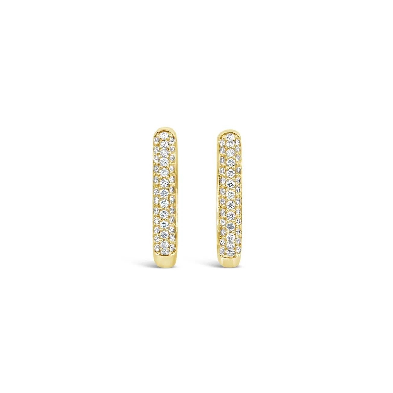 14K Yellow Gold .50 CTW Diamond Pave Hoop Earrings