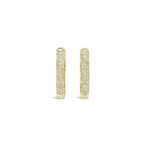 14K Yellow Gold .50 CTW Diamond Pave Hoop Earrings
