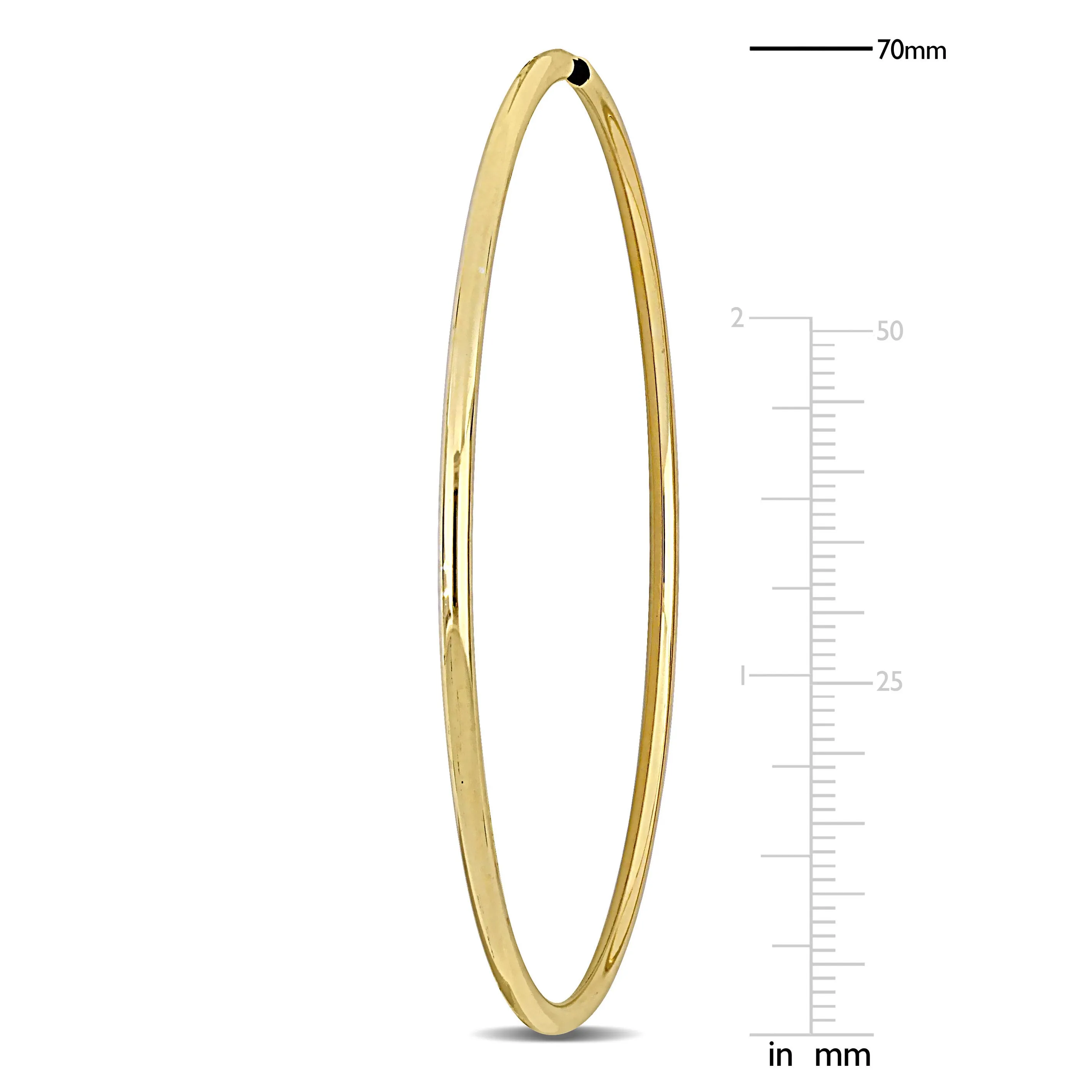 14K Yellow Gold 70MM Hoop Earrings 2mm Wide