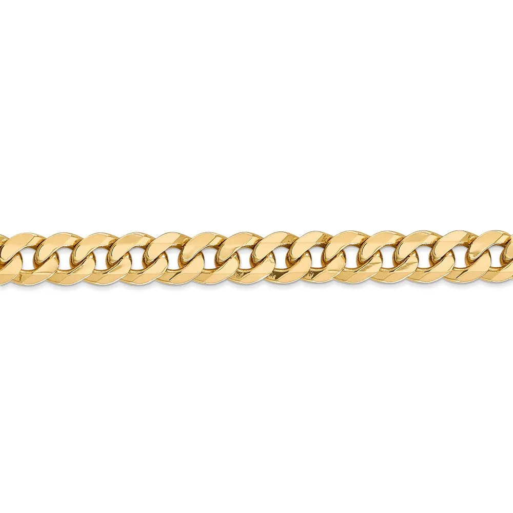 14k Yellow Gold 8mm Flat Beveled Curb Chain