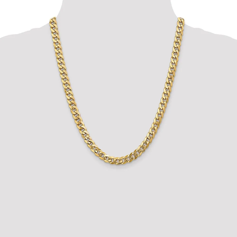 14k Yellow Gold 8mm Flat Beveled Curb Chain