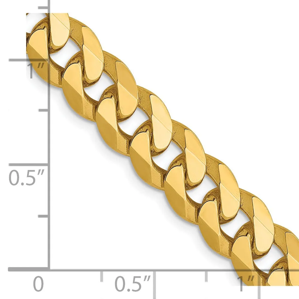 14k Yellow Gold 8mm Flat Beveled Curb Chain