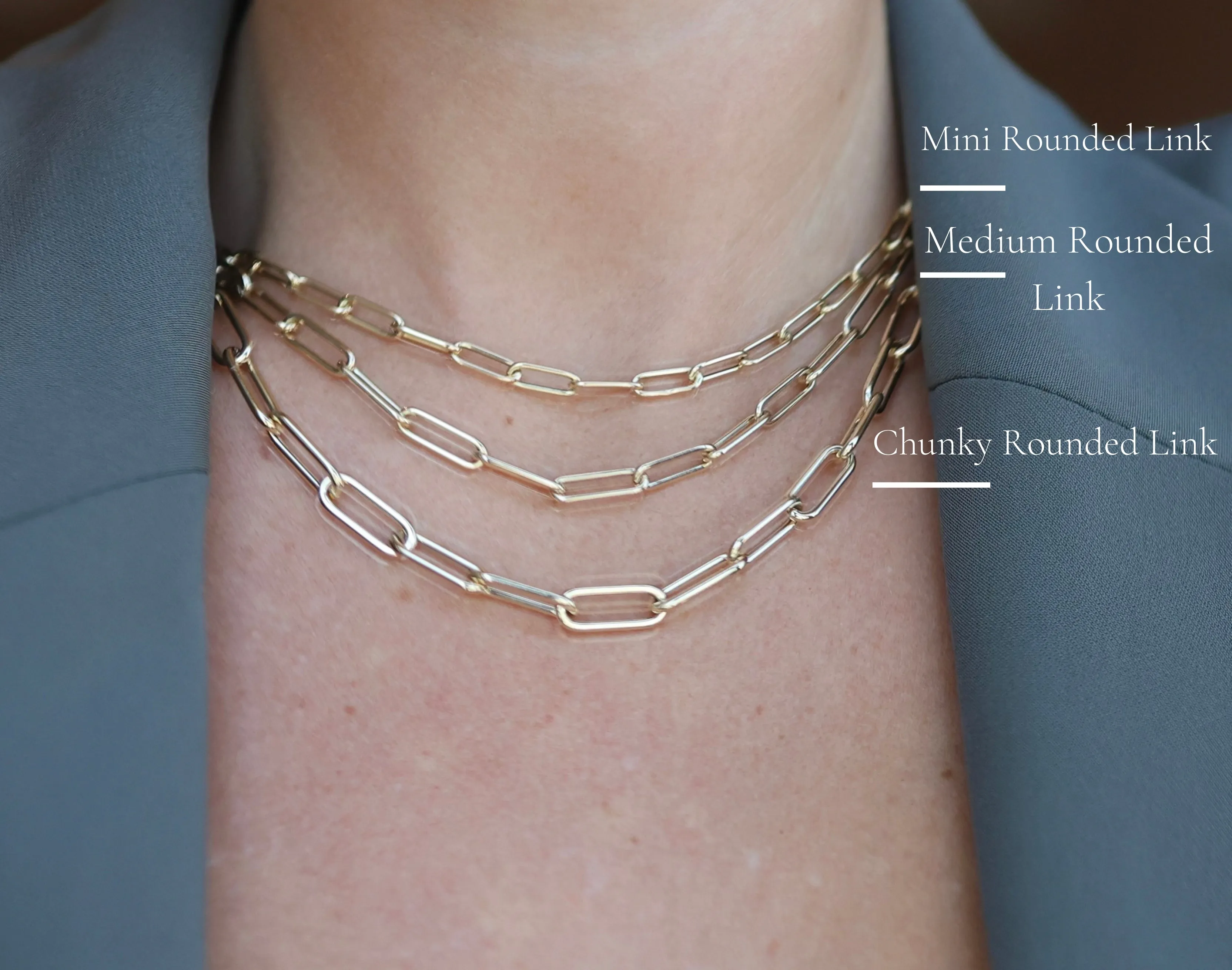 14k Yellow Gold Chunky Rounded Paper Clip Chain Necklace