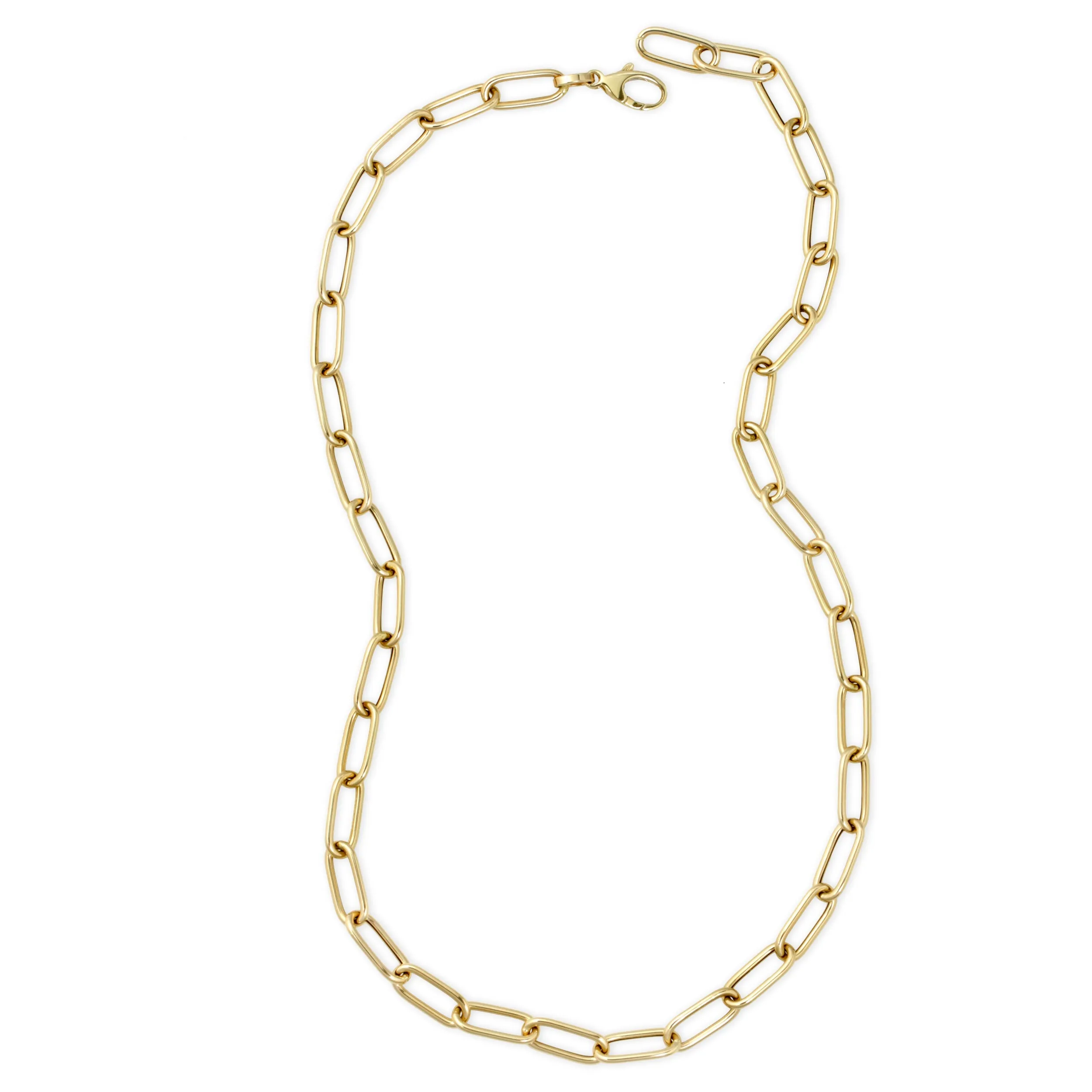 14k Yellow Gold Chunky Rounded Paper Clip Chain Necklace