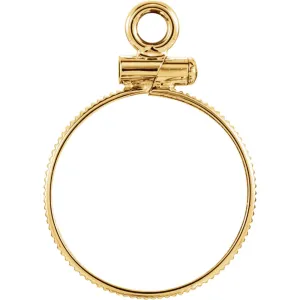 14k Yellow Gold Coin Edge Screw-Top Coin Frame Mounting