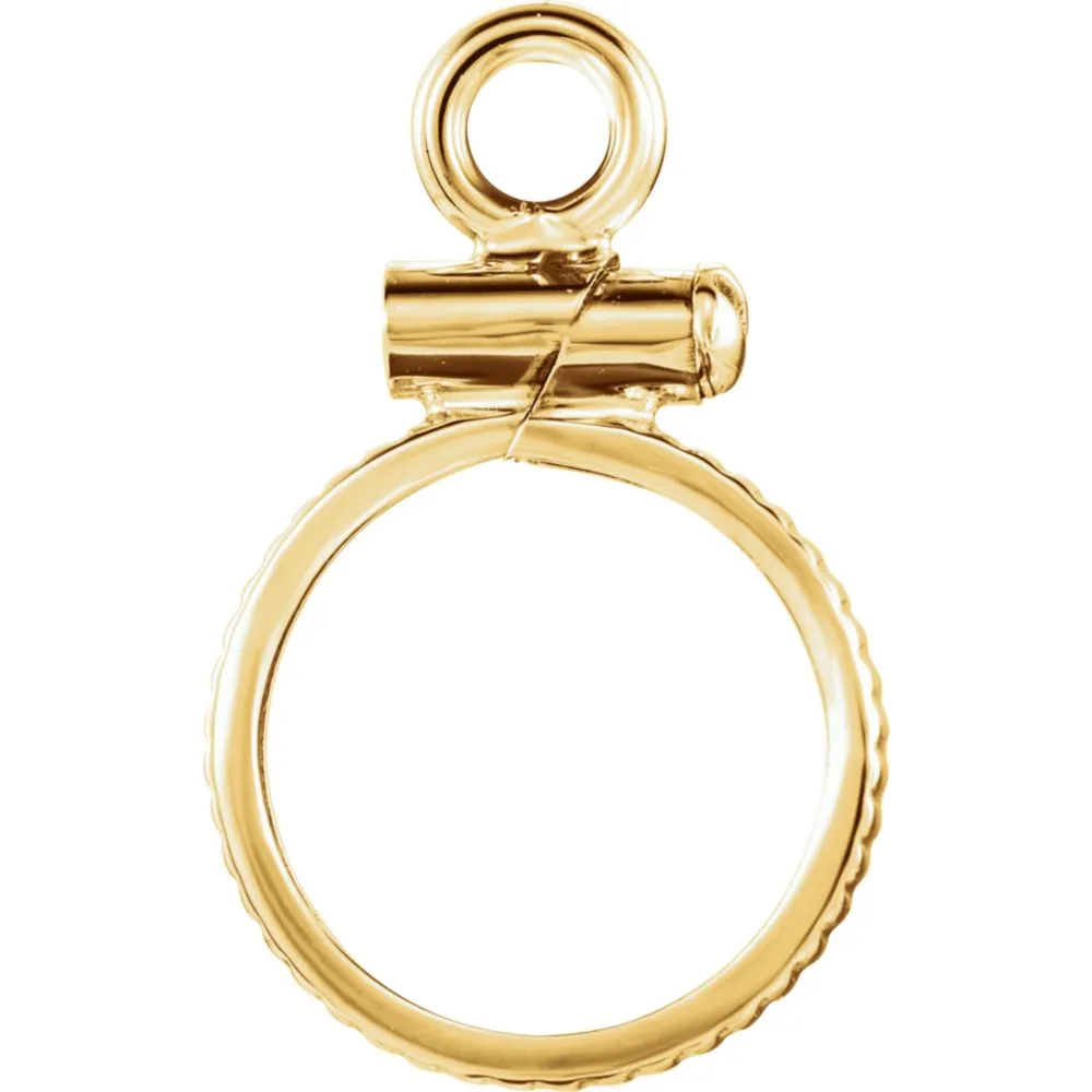 14k Yellow Gold Coin Edge Screw-Top Coin Frame Mounting