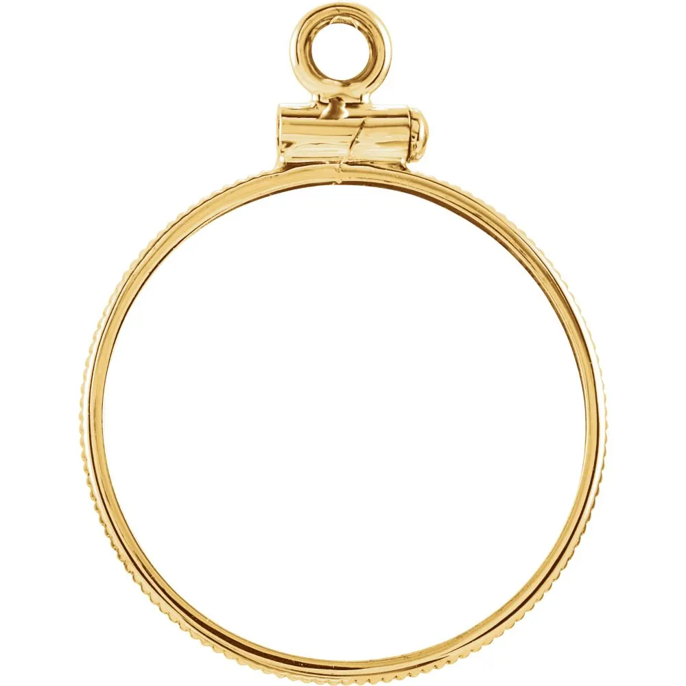 14k Yellow Gold Coin Edge Screw-Top Coin Frame Mounting