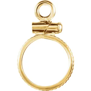 14k Yellow Gold Coin Edge Screw-Top Coin Frame Mounting