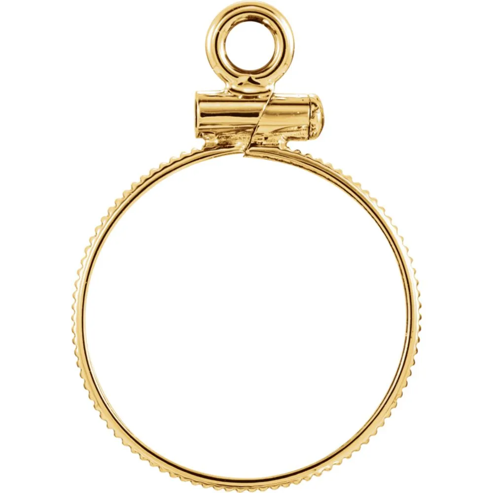 14k Yellow Gold Coin Edge Screw-Top Coin Frame Mounting